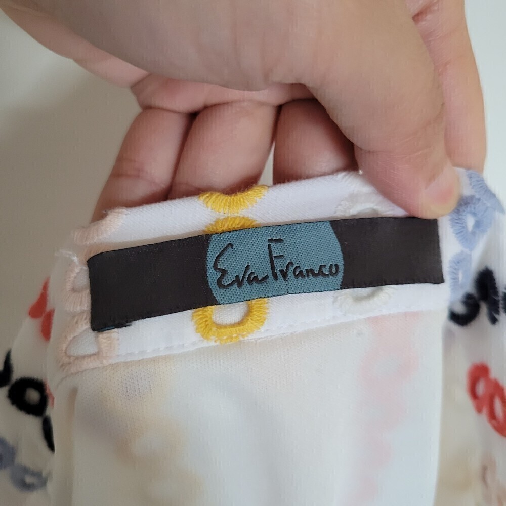 Eva Franco Colorful Eyelet Embroidered Striped Raw Frayed Hem Mini Skirt Size 4 - Picture 9 of 11
